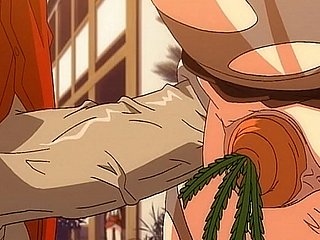 用胡萝卜塞住屁股，内射 - Hentai Ahegao