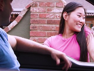 アジア拾ったランダムな男で、車でfacialized
